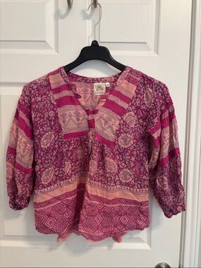 Boheme Rose-Pink Floral Boho Blouse
